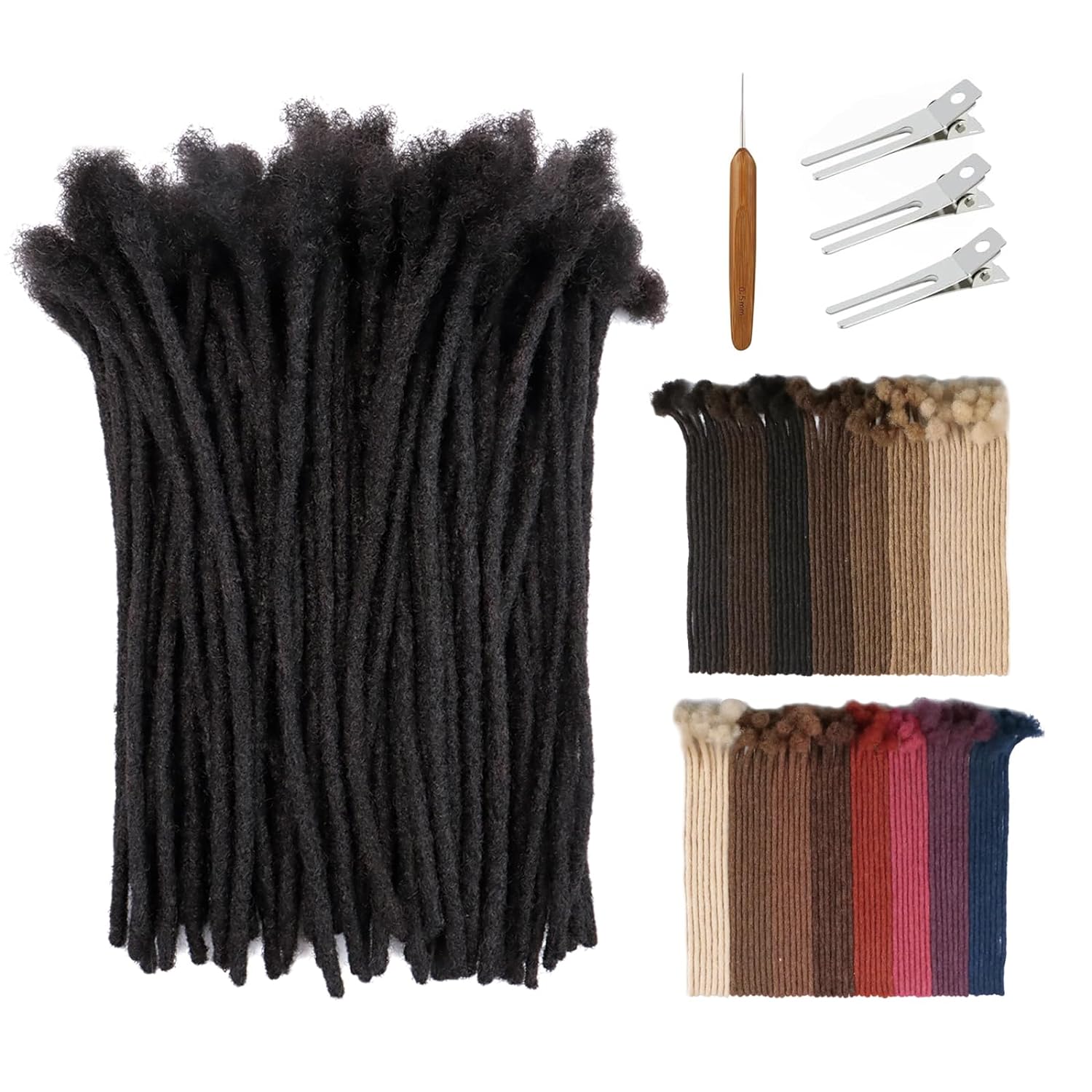 10 Inch 4Cm Width Jumbo Locs 100% Handmade Human Hair Dreadlock Extensions for Man Women Natural Black Dreads Can Be Dyed and Bleached, with Needle and Comb (10 Wick)