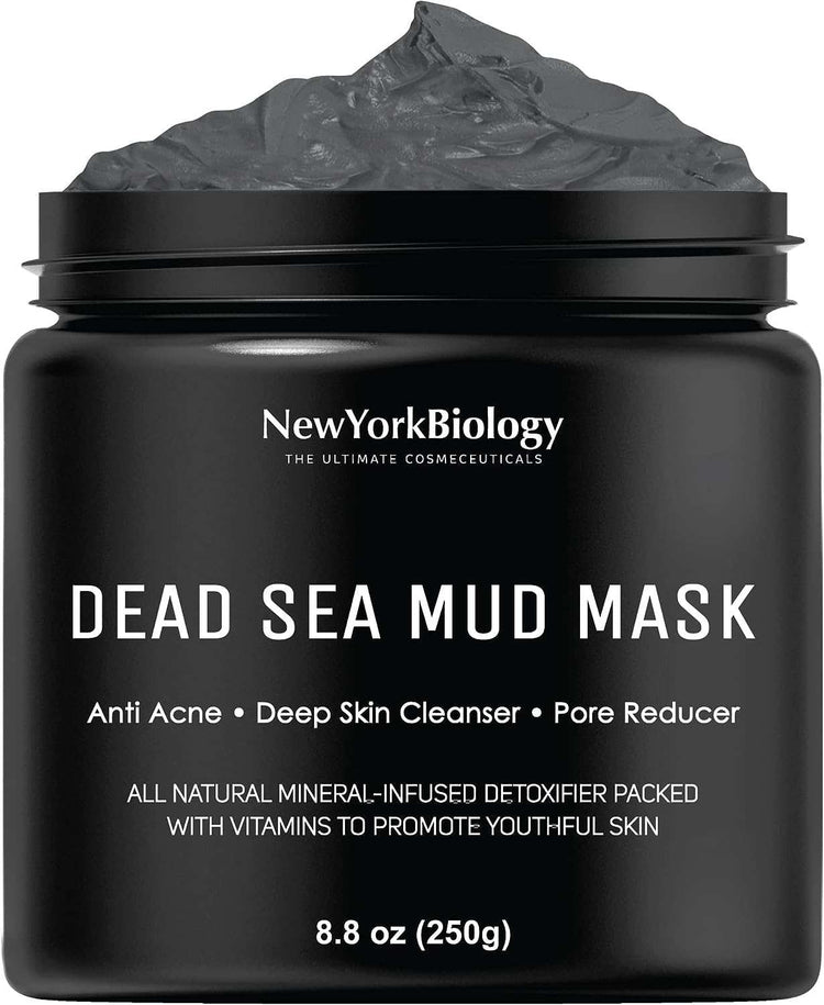 New York Biology Dead Sea Mud Mask for Face and Body - Spa Quality Pore Reducer for Acne, Blackheads and Oily Skin, Natural Skincare for Women, Men - Tightens Skin for a Healthier Complexion - 8.8 Oz