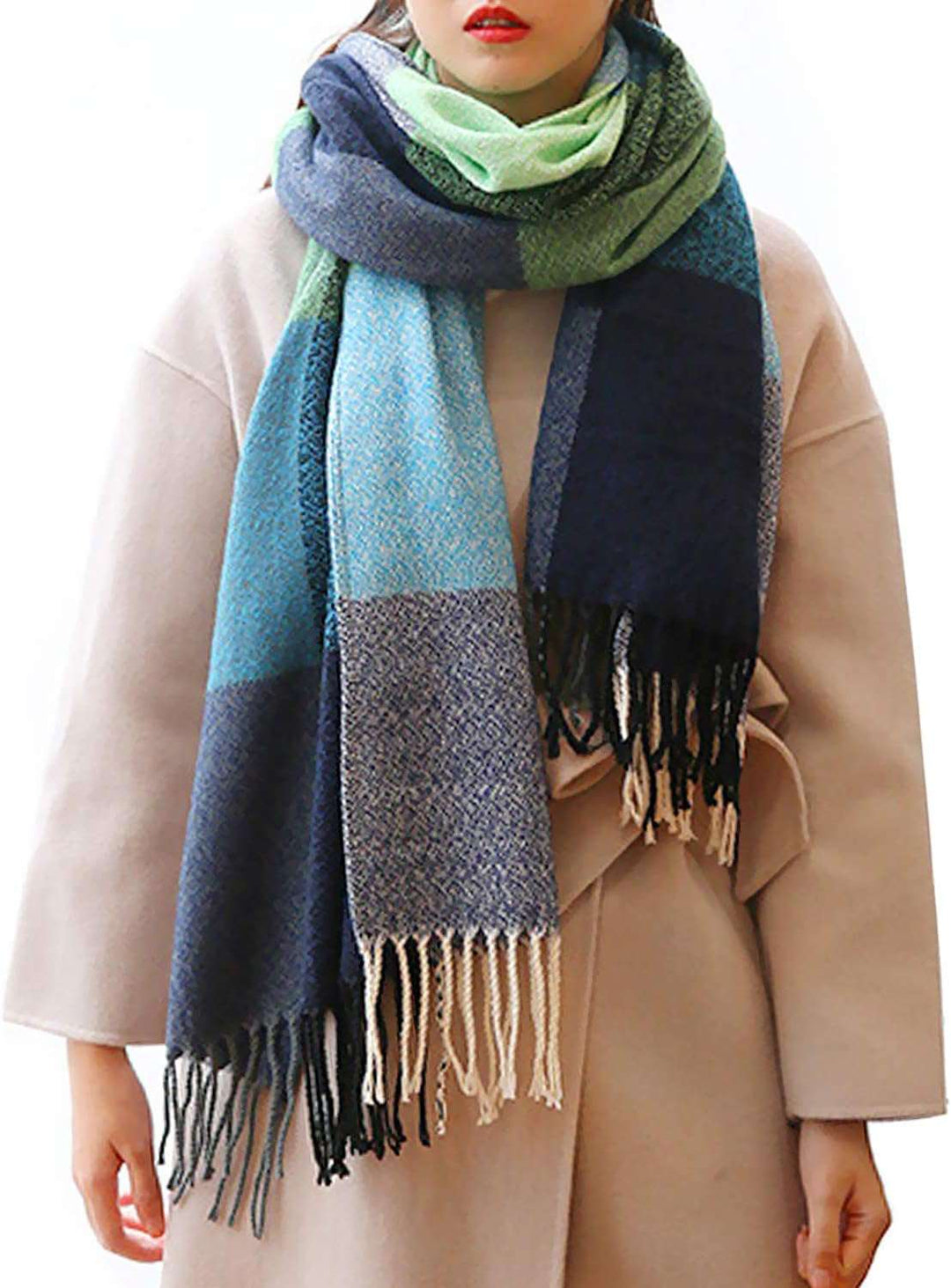 Womens Scarf Fashion Long Plaid Shawls Wraps Big Grid Winter Warm Lattice Large Scarves Gifts