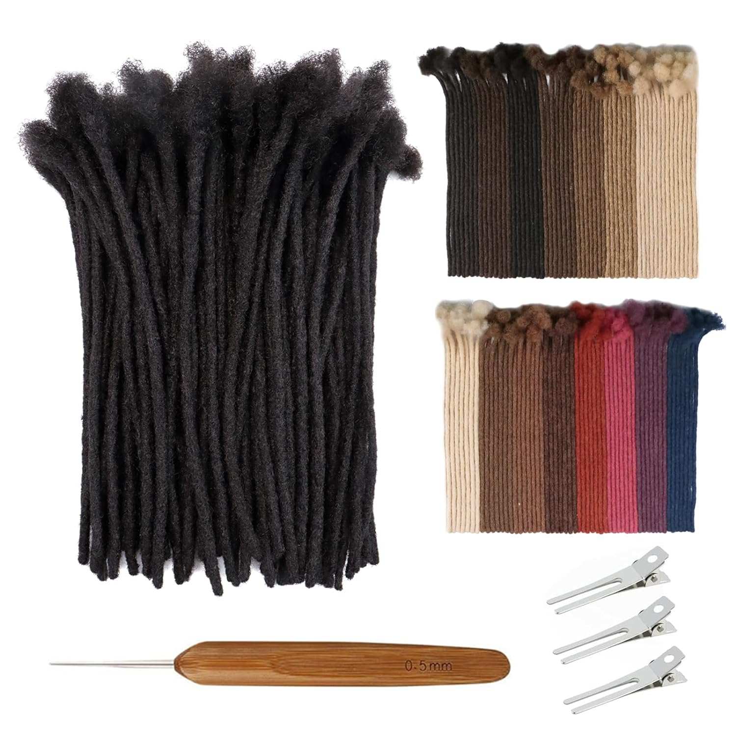 10 Inch 4Cm Width Jumbo Locs 100% Handmade Human Hair Dreadlock Extensions for Man Women Natural Black Dreads Can Be Dyed and Bleached, with Needle and Comb (10 Wick)