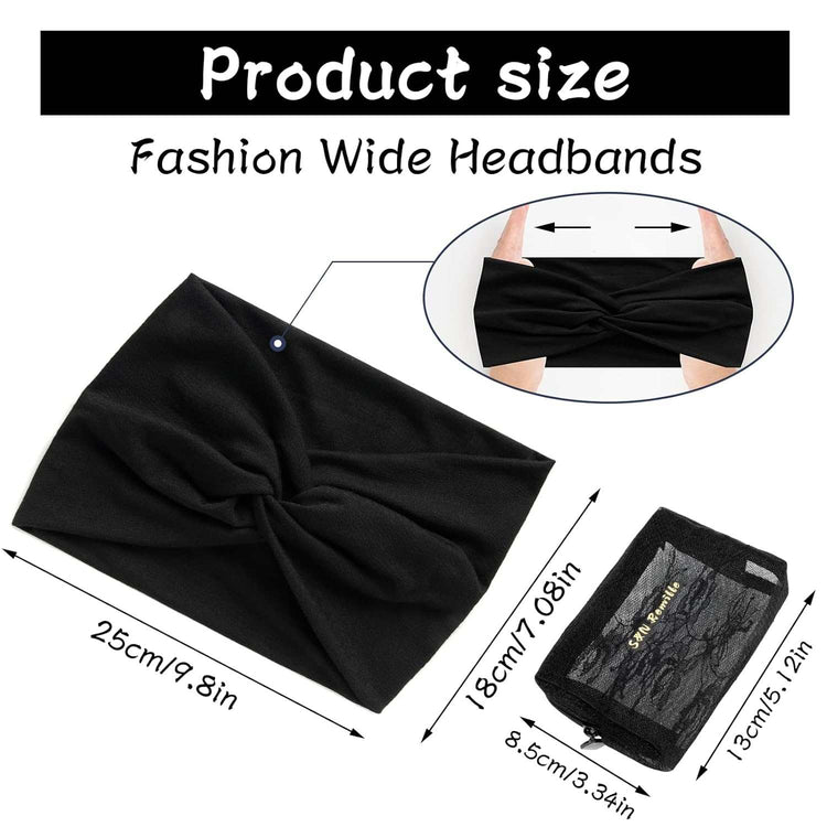 Wide Boho Headbands for Women Extra Large Turban Headband Hairband Hai【Extra Wide Headband】The headband measures: 9.8in*7.08in and can be stretched to 13in, it is stretchy and easy to meet your specific elastic needs, suitable for womeWomen Extra Large Turban Headband Hairband Hair Twisted Knot Accessories 3 Pack