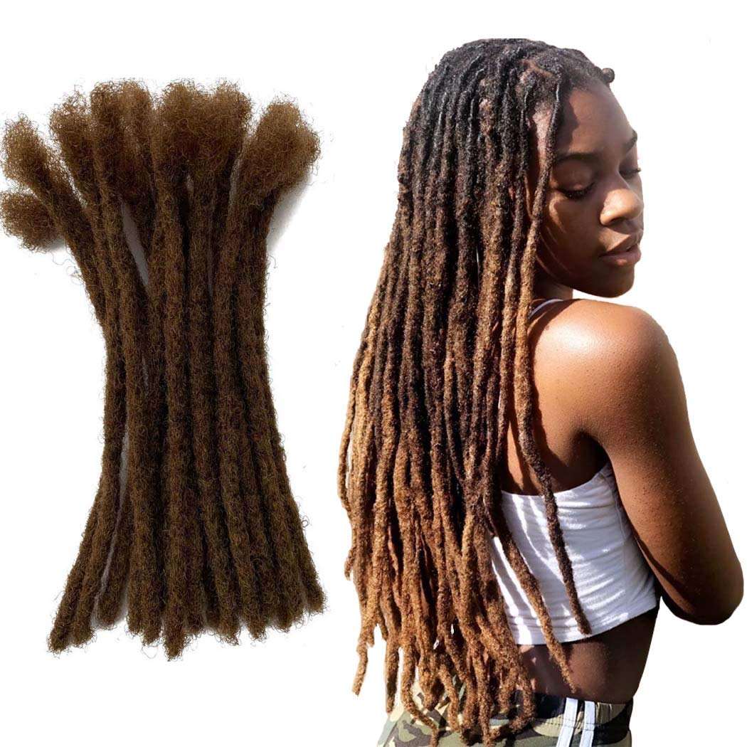 Human Hair Permanent Dreadlocks Extension Handmade Locs Small Size(Diameter 0.4Cm) 20 Strands/Pack (8", Salt and Pepper #39)