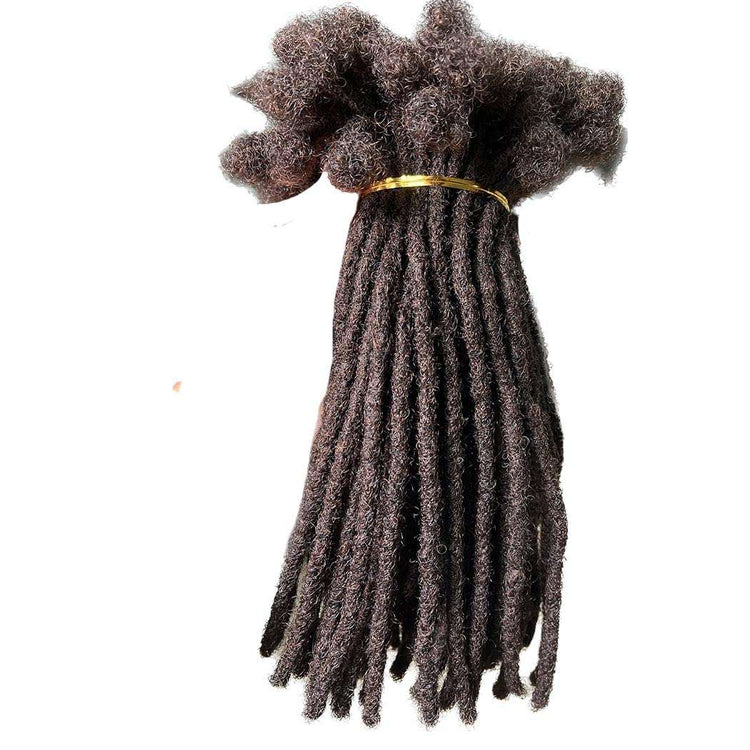 Human Hair Permanent Dreadlocks Extension Handmade Locs Small Size(Diameter 0.4Cm) 20 Strands/Pack (8", Salt and Pepper #39)