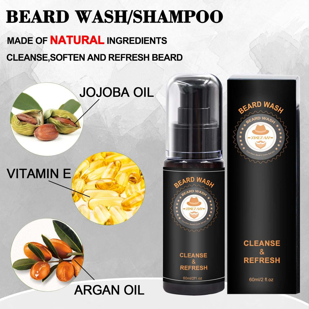 Upgraded Beard Grooming Kit W/Beard Conditioner,Beard Oil,Beard Balm,Beard Brush,Beard Shampoo/Wash,Beard Comb,Beard Scissors,Storage Bag,Beard E-Book,Beard Care Gifts for Men Him