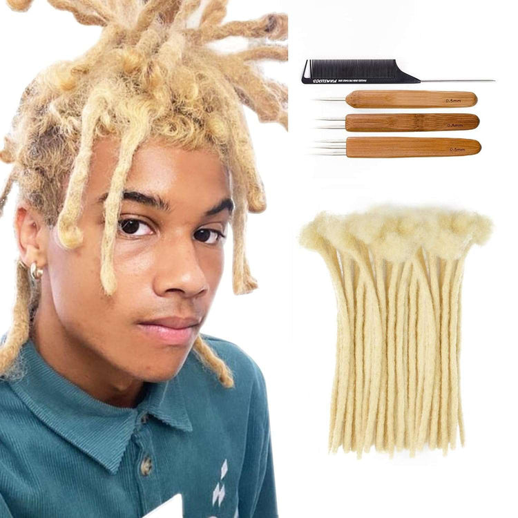 10 Inch 4Cm Width Jumbo Locs 100% Handmade Human Hair Dreadlock Extensions for Man Women Natural Black Dreads Can Be Dyed and Bleached, with Needle and Comb (10 Wick)