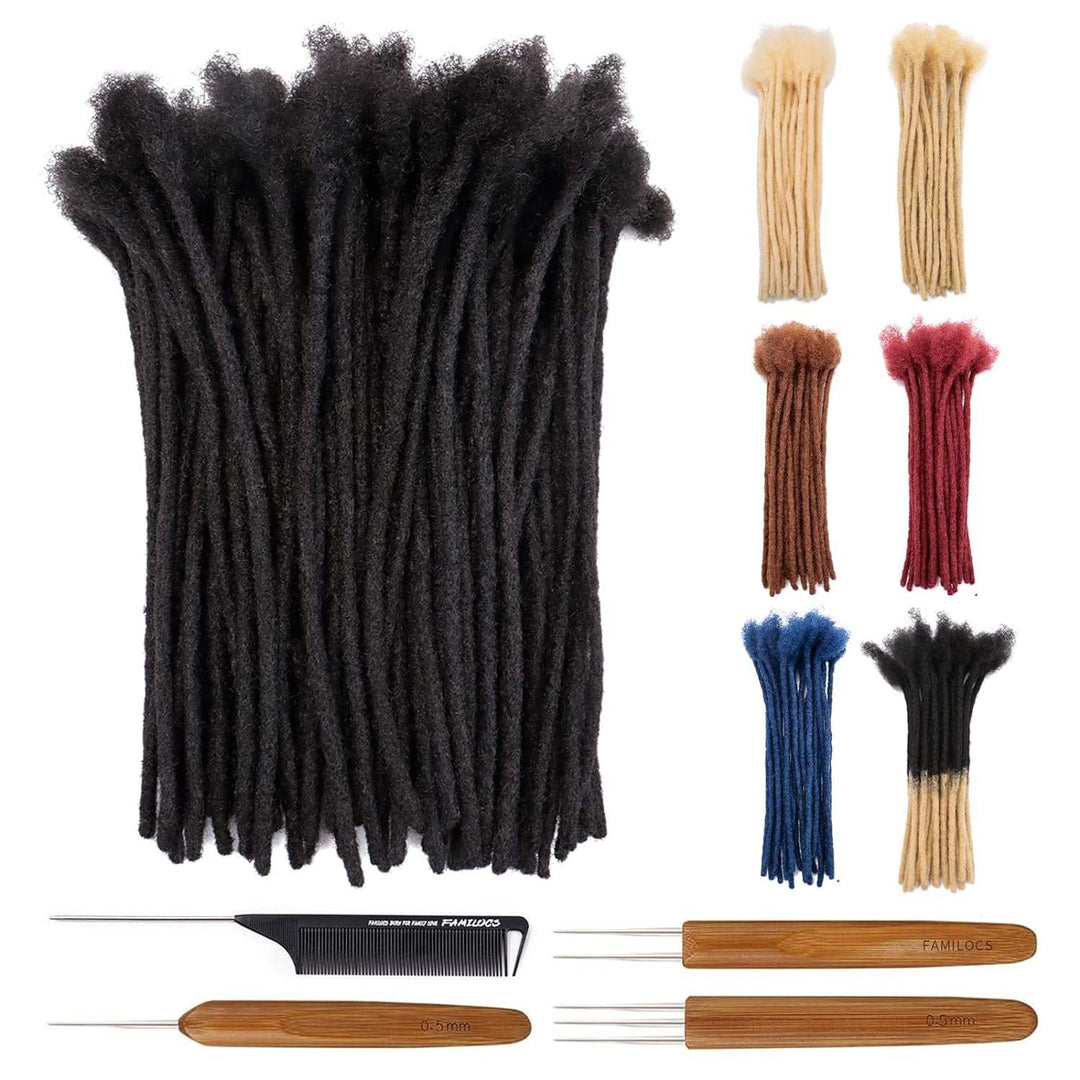 10 Inch 4Cm Width Jumbo Locs 100% Handmade Human Hair Dreadlock Extensions for Man Women Natural Black Dreads Can Be Dyed and Bleached, with Needle and Comb (10 Wick)