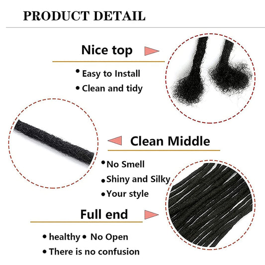 4 Inch Loc Extension Human Hair 30 Strands 0.2Cm Width 100% Full Handmade Permanent Loc Extension Human Hair for Women/Men Can Be Dyed Bleached Curled (Width 0.2Cm Natual Black)
