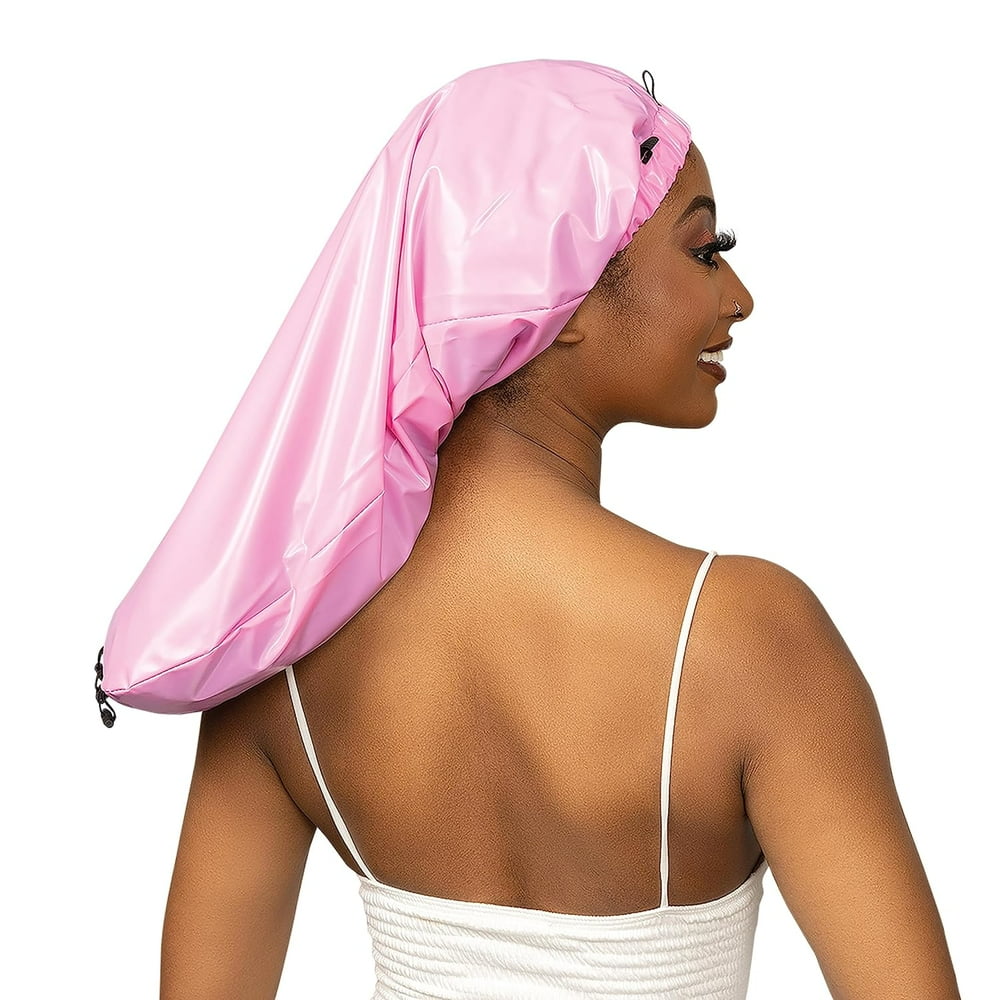 Black Shower Cap Waterproof, X-Long 30" X 9" for Adult, Females, Extra Long Hair, Braids, Locs