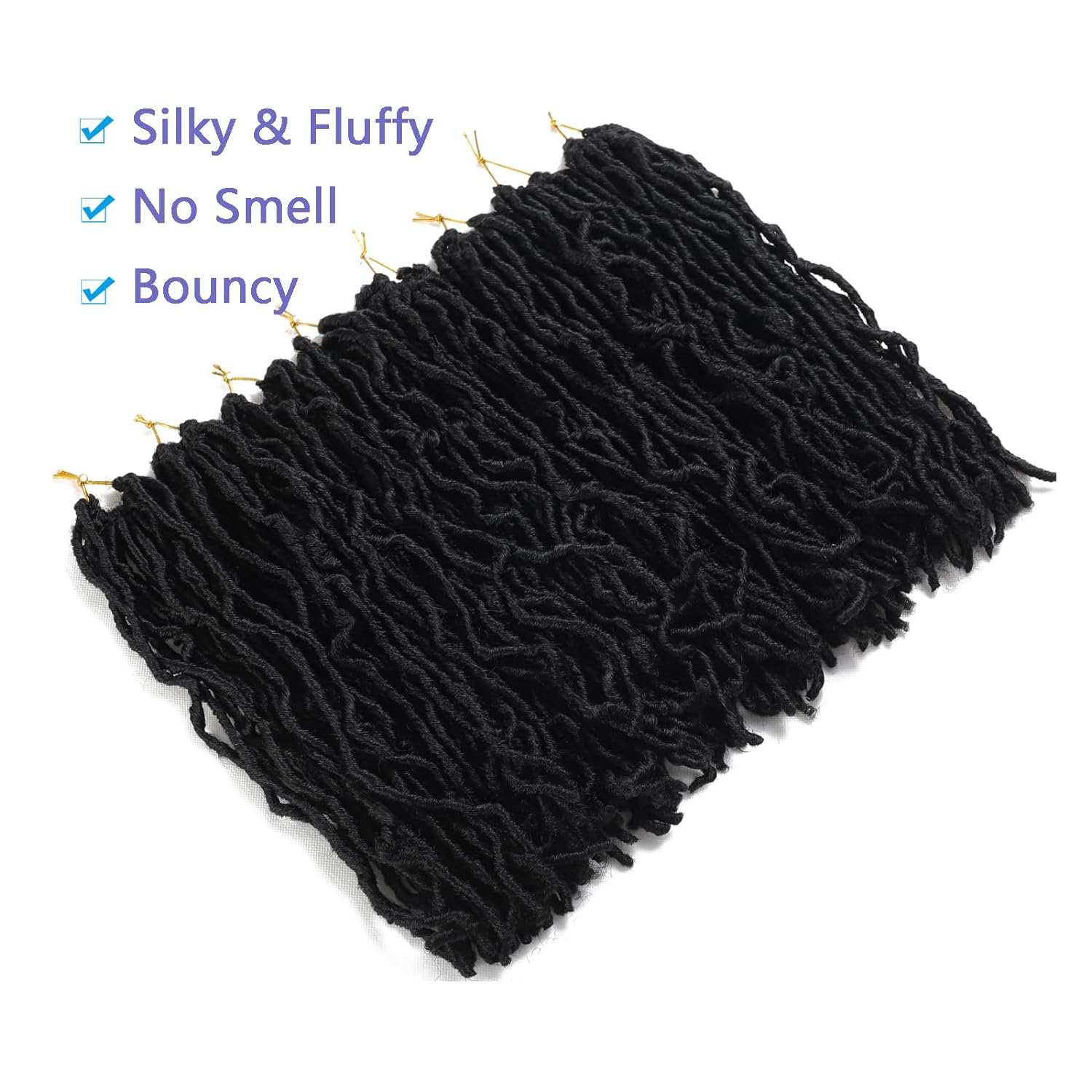8 Packs Short Faux Locs Crochet Hair - 120 Strands, 12 Inch Soft Wavy ♕TEXTURE: Natural Texture ,Soft Faux Locs Crochet Hair 100% Handmade Low Temperature Synthetic Fiber,No Smell.
♕SIZE:12Inch Short Locs Crochet Hair 15 Strands/Pack,U8 Packs Short Faux Locs Crochet Hair - 120 Strands, 12 Inch Soft Wavy Dreadlocks, Pre-Looped