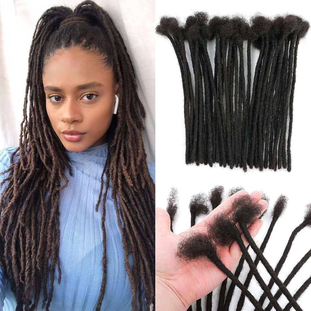 4 Inch Loc Extension Human Hair 30 Strands 0.2Cm Width 100% Full Handmade Permanent Loc Extension Human Hair for Women/Men Can Be Dyed Bleached Curled (Width 0.2Cm Natual Black)