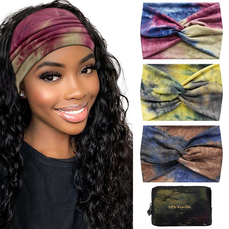 Wide Boho Headbands for Women Extra Large Turban Headband Hairband Hai【Extra Wide Headband】The headband measures: 9.8in*7.08in and can be stretched to 13in, it is stretchy and easy to meet your specific elastic needs, suitable for womeWomen Extra Large Turban Headband Hairband Hair Twisted Knot Accessories 3 Pack