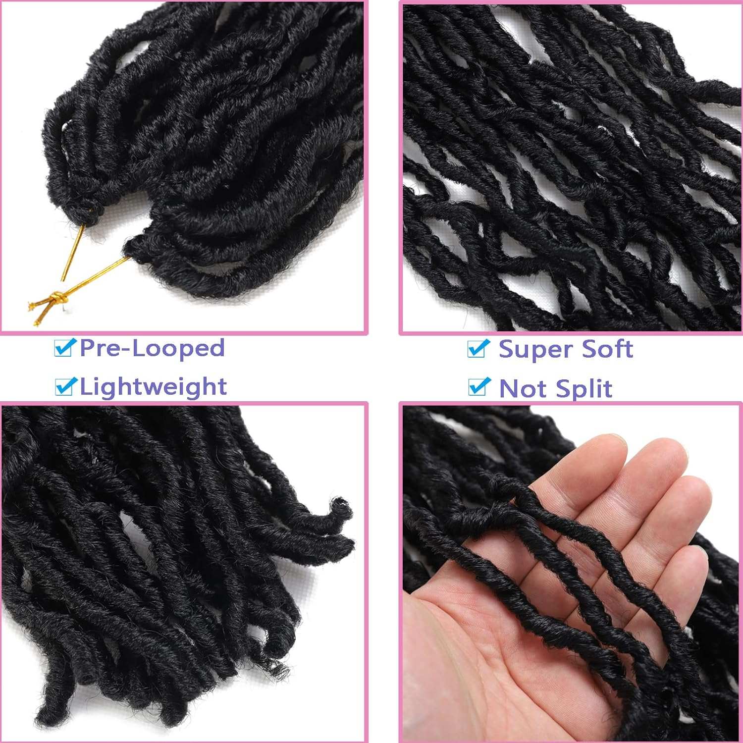 8 Packs Short Faux Locs Crochet Hair - 120 Strands, 12 Inch Soft Wavy ♕TEXTURE: Natural Texture ,Soft Faux Locs Crochet Hair 100% Handmade Low Temperature Synthetic Fiber,No Smell.
♕SIZE:12Inch Short Locs Crochet Hair 15 Strands/Pack,U8 Packs Short Faux Locs Crochet Hair - 120 Strands, 12 Inch Soft Wavy Dreadlocks, Pre-Looped