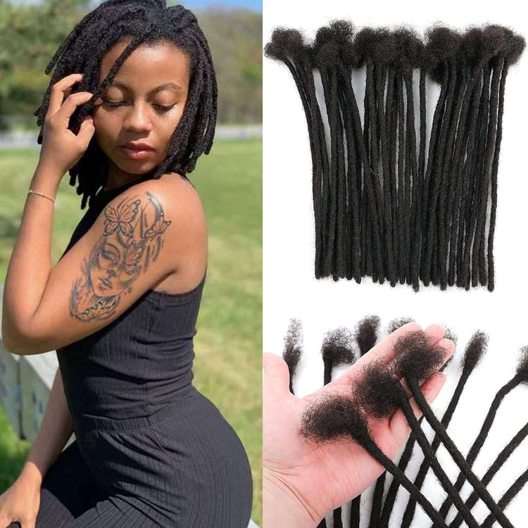 4 Inch Loc Extension Human Hair 30 Strands 0.2Cm Width 100% Full Handmade Permanent Loc Extension Human Hair for Women/Men Can Be Dyed Bleached Curled (Width 0.2Cm Natual Black)