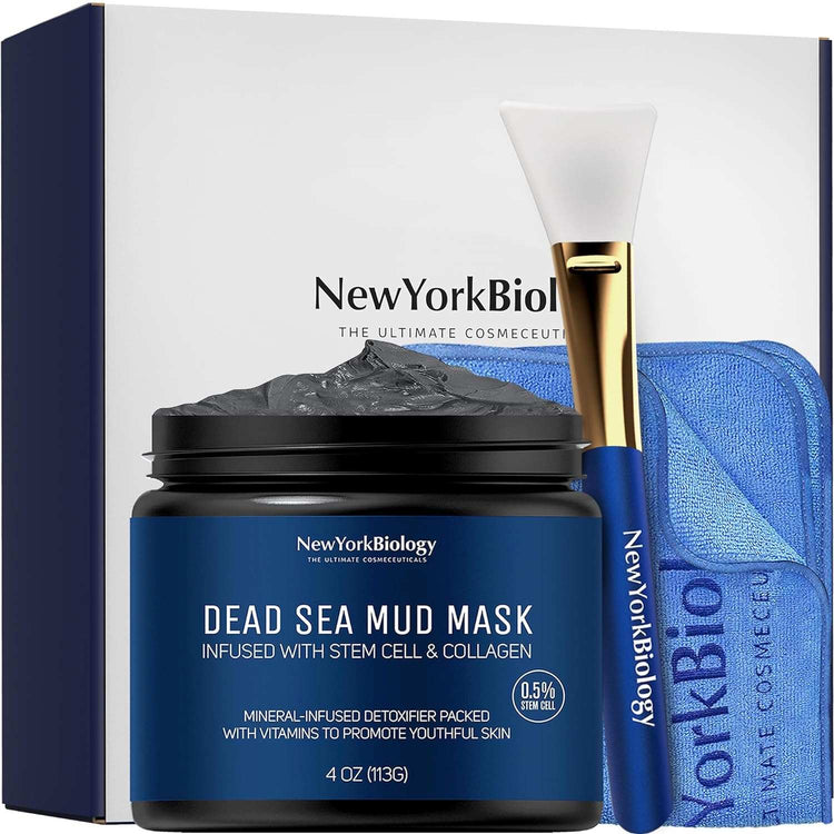 New York Biology Dead Sea Mud Mask for Face and Body - Spa Quality Pore Reducer for Acne, Blackheads and Oily Skin, Natural Skincare for Women, Men - Tightens Skin for a Healthier Complexion - 8.8 Oz