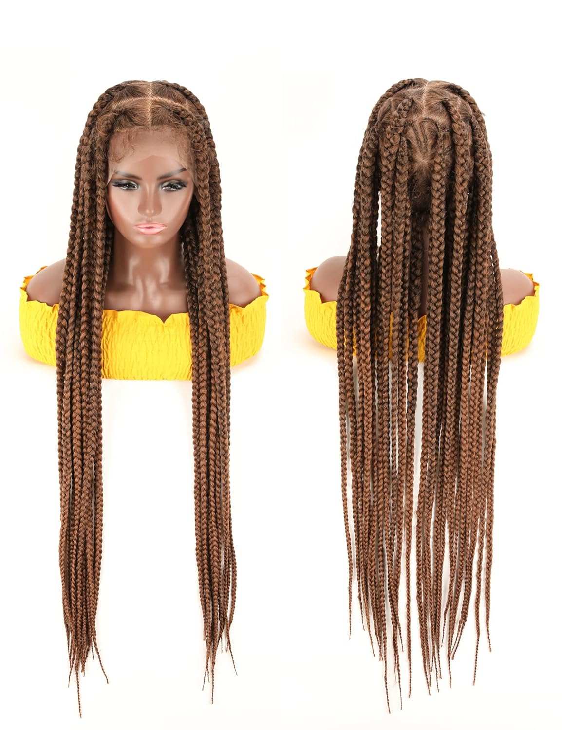 Full Lace Frontal Knotless Box Braid Wig- Glueless Synthetic Cornrow Braided Lace Front Wigs with Baby Hair 