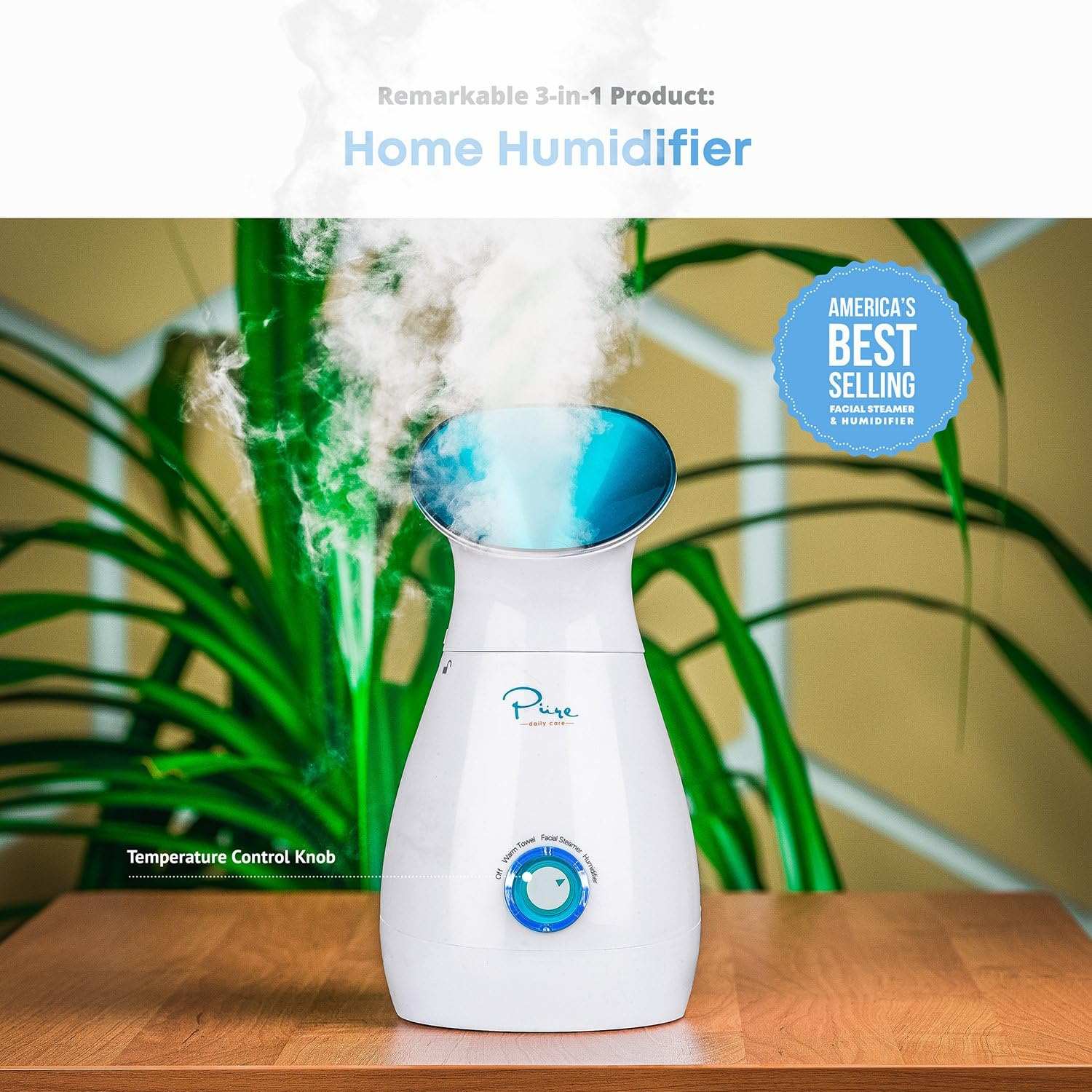 Nanosteamer Large 3-In-1 Ionic Facial SteamerNano-Ionic Facial Steamer &amp; Humidifier - The Pure Daily Care Nano Steamer is a new type of steamer that generates nano-ionic steam. NanoSteamer does this by comb-1 Ionic Facial Steamer