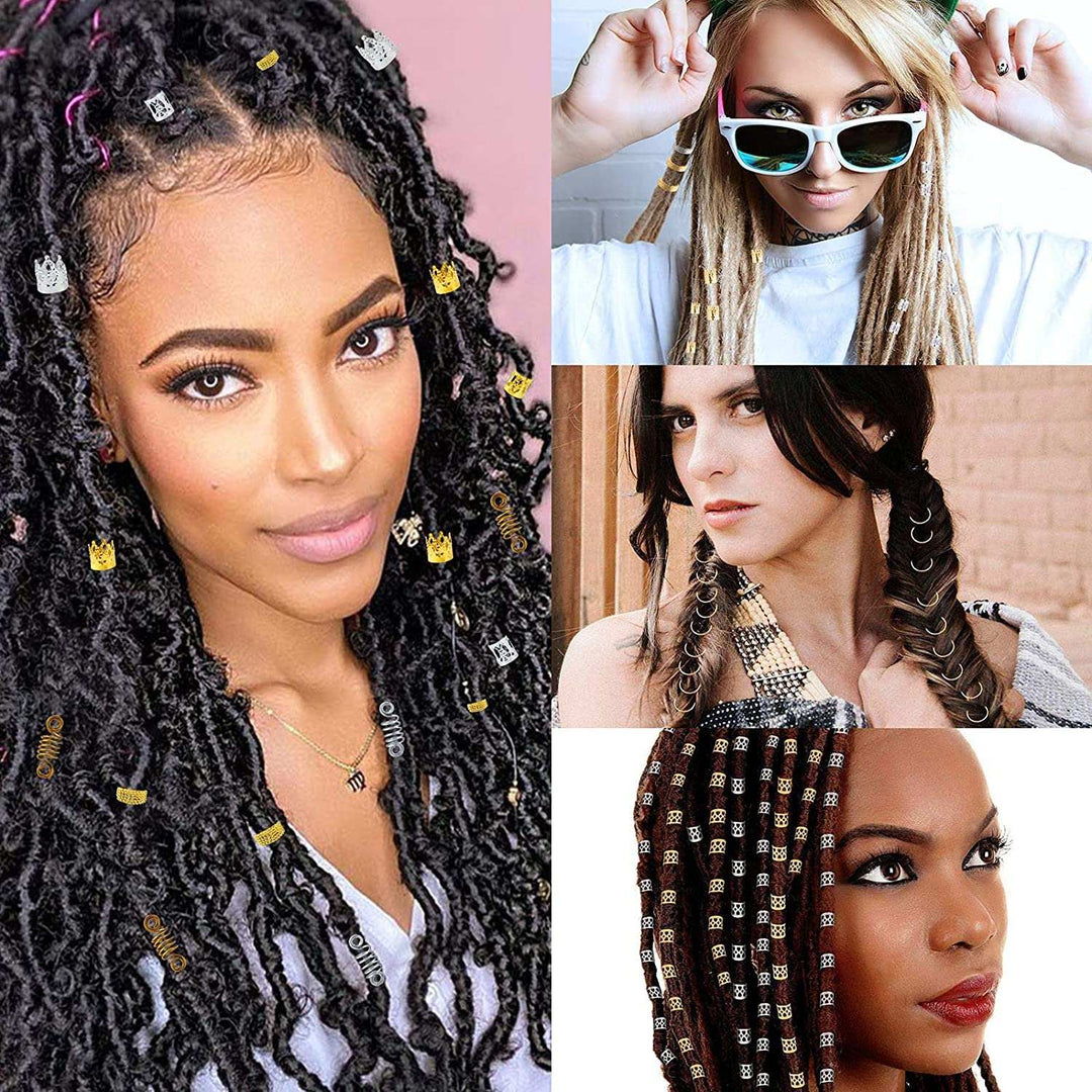 200PCS Hair Jewelry for Braids Accessories, Hair Beads for Braids, GolHigh Quality Materials: These dreadlocks accessories are made of high quality metal, not easily broken and can be used repeatedly. Adding soft and flexible material,Braids, Gold Hair Accessories, Metal Gold Braids Rings Cuffs Clips