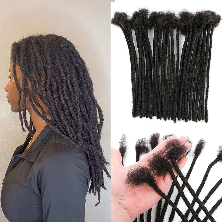 4 Inch Loc Extension Human Hair 30 Strands 0.2Cm Width 100% Full Handmade Permanent Loc Extension Human Hair for Women/Men Can Be Dyed Bleached Curled (Width 0.2Cm Natual Black)