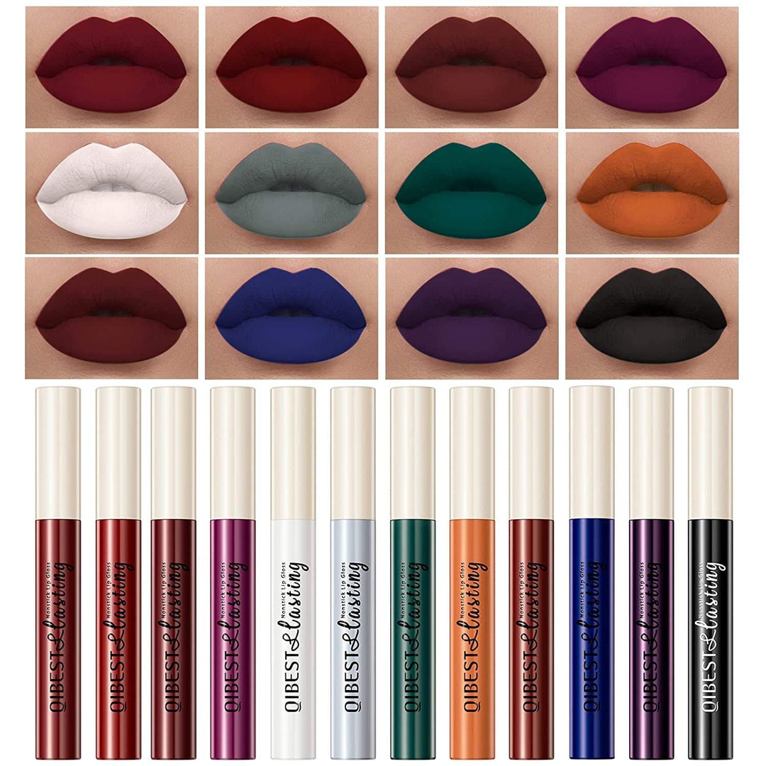  12Pcs Matte Lipstick Kit - Long-Lasting Waterproof Lip Gloss