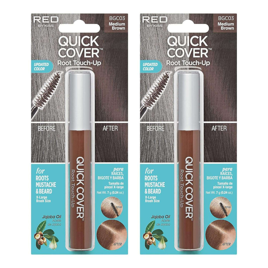 RED by  Quick Cover Root Touch up Rescue, Mascara Natural Water-Resistant Temporary Gray Concealer Cover up Brush for Hair Mustache & Beard (Black) (2Pcs)