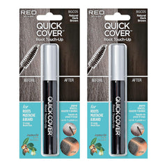RED by  Quick Cover Root Touch up Rescue, Mascara Natural Water-Resistant Temporary Gray Concealer Cover up Brush for Hair Mustache & Beard (Black) (2Pcs)