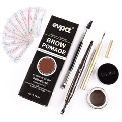 Eyebrow Stamp Pencil Kit for Eyebrows, Makeup Brow Stamp Trio Kit with Waterproof Eyebrow Pencil, Eyeliner, Eyebrow Pomade, 10 Eyebrow Stencils and Dual-Ended Eyebrow Brush, Kit-01# EBONY