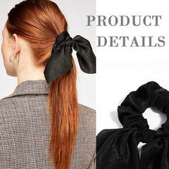 6PCS Hair Scrunchies Satin SilkRabbit Bunny Ear Bow Bowknot Scrunchie Bobbles Elastic Hair Ties 