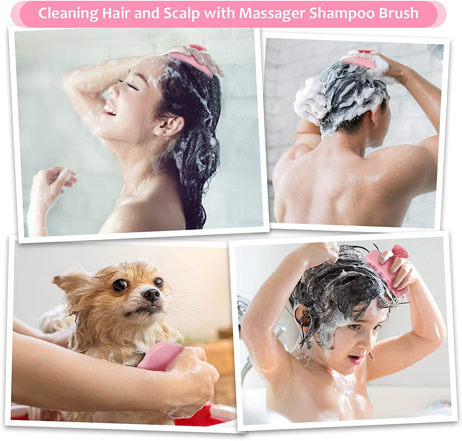 Hair Scalp Massager Shampoo Brush,Soft Silicone Hair Scrub Brush for Wet Dry Hair, Relax Scalp, Reduce Dandruff,Promote Hair Growth,Scalp Scrubber Hair Care Tools for Shower (Black)