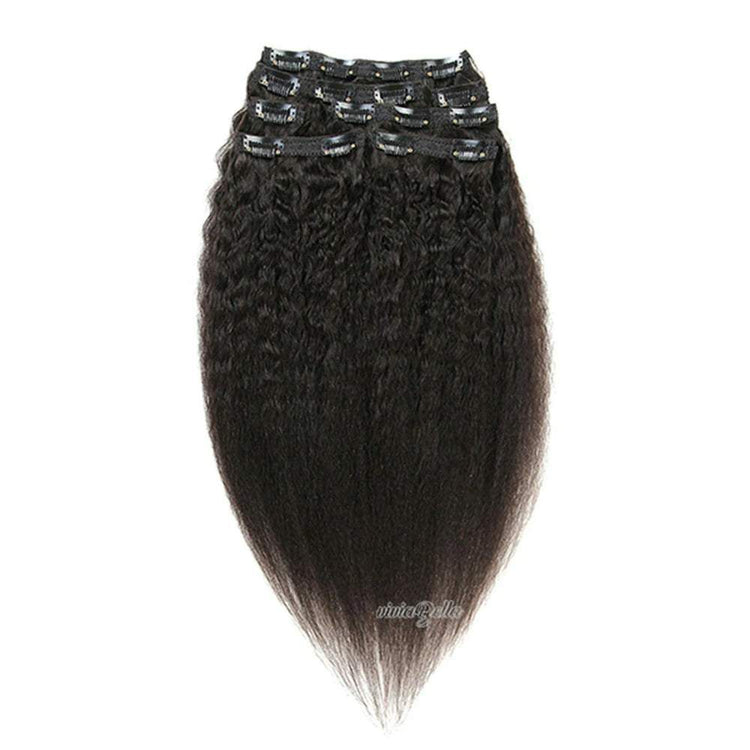 Coarse Straight Kinky Straight Clip-In Virgin Human Hair Extensions