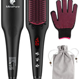 Enhanced Ceramic Hair Straightener Brush by MiroPure, 2-in-1 Ionic Straightening Brush 