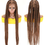Full Lace Frontal Knotless Box Braid Wig- Glueless Synthetic Cornrow Braided Lace Front Wigs with Baby Hair 