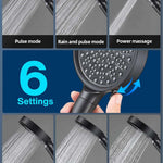 Filtered Shower Head with Handheld, High Pressure 6 Spray Mode Showerhead with Filters, Water Softener Filters Beads for Hard Water - Remove Chlorine - Reduces Dry Itchy Skin, Matte Black