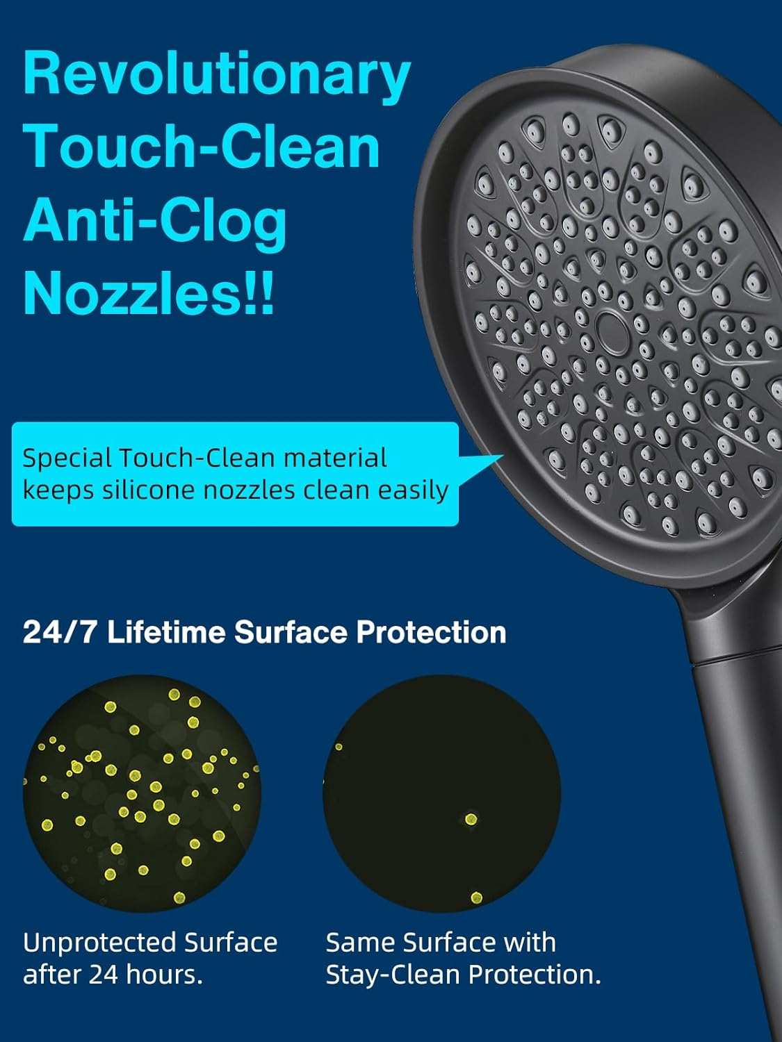 Filtered Shower Head with Handheld, High Pressure 6 Spray Mode Showerhead with Filters, Water Softener Filters Beads for Hard Water - Remove Chlorine - Reduces Dry Itchy Skin, Matte Black