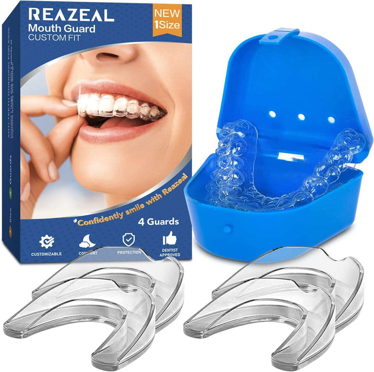 Mouth Guard for Grinding Teeth and Clenching anti Grinding Teeth Custom Moldable Dental Night Guard Dental Night Guards -4 Pack/One Size