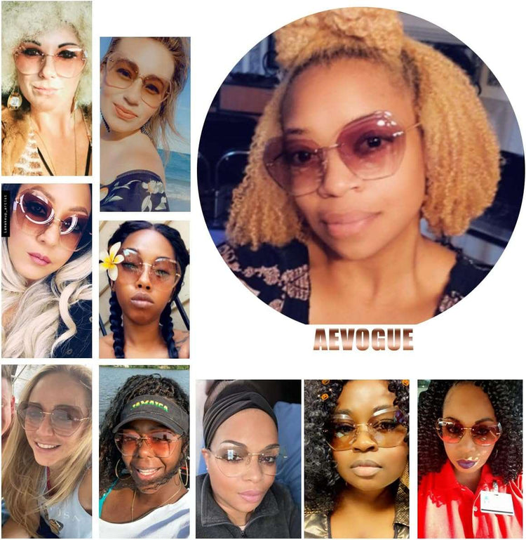 Sunglasses for Women Oversized Rimless Diamond Cutting Lens Sun Glasses AE0534