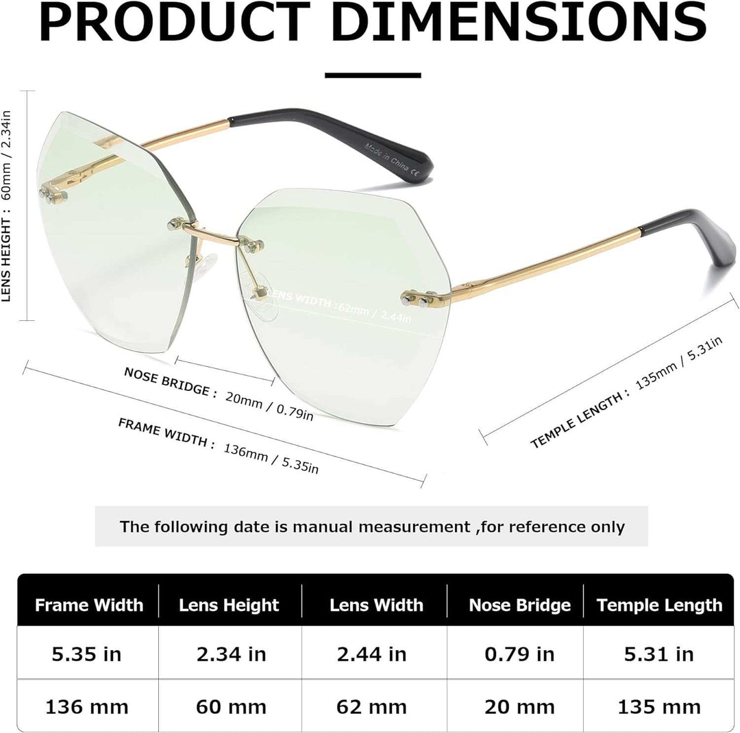 Sunglasses for Women Oversized Rimless Diamond Cutting Lens Sun Glasses AE0534