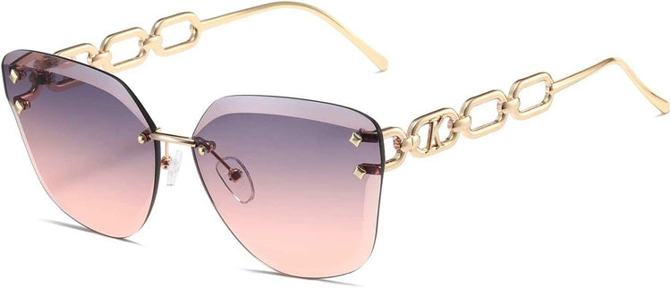 Sunglasses for Women Oversized Rimless Diamond Cutting Lens Sun Glasses AE0534