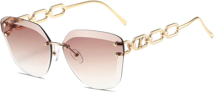 Sunglasses for Women Oversized Rimless Diamond Cutting Lens Sun Glasses AE0534
