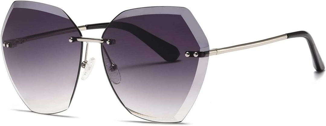 Sunglasses for Women Oversized Rimless Diamond Cutting Lens Sun Glasses AE0534