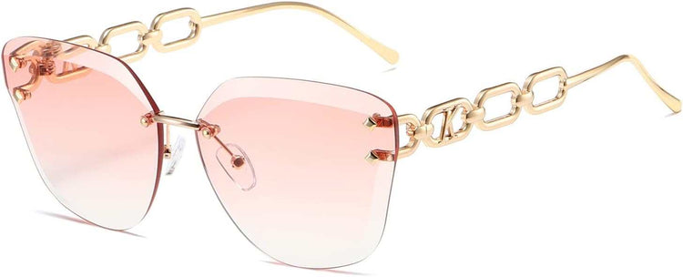 Sunglasses for Women Oversized Rimless Diamond Cutting Lens Sun Glasses AE0534