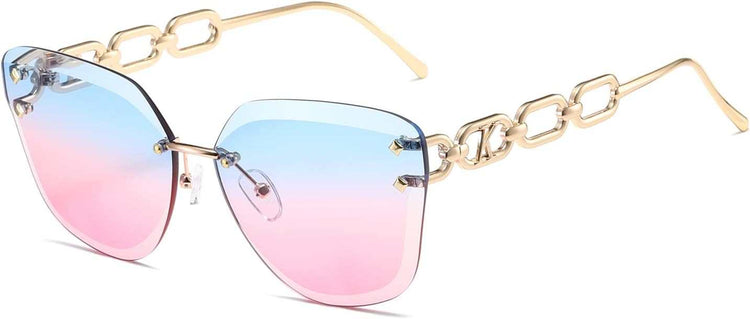 Sunglasses for Women Oversized Rimless Diamond Cutting Lens Sun Glasses AE0534