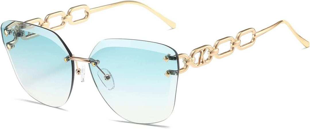 Sunglasses for Women Oversized Rimless Diamond Cutting Lens Sun Glasses AE0534