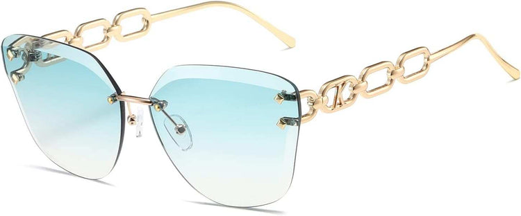 Sunglasses for Women Oversized Rimless Diamond Cutting Lens Sun Glasses AE0534