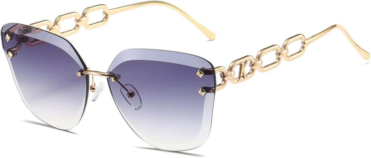 Sunglasses for Women Oversized Rimless Diamond Cutting Lens Sun Glasses AE0534