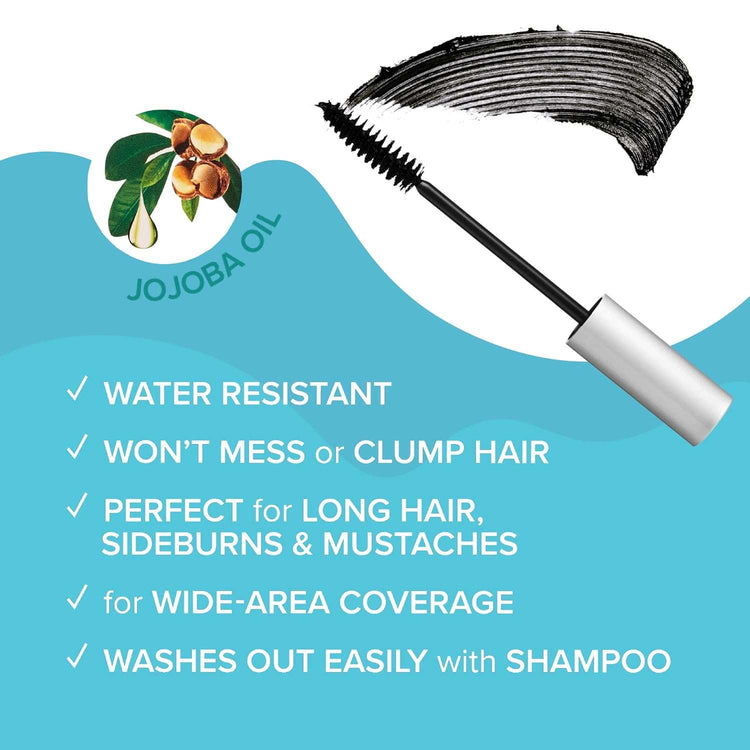 RED by  Quick Cover Root Touch up Rescue, Mascara Natural Water-Resistant Temporary Gray Concealer Cover up Brush for Hair Mustache & Beard (Black) (2Pcs)