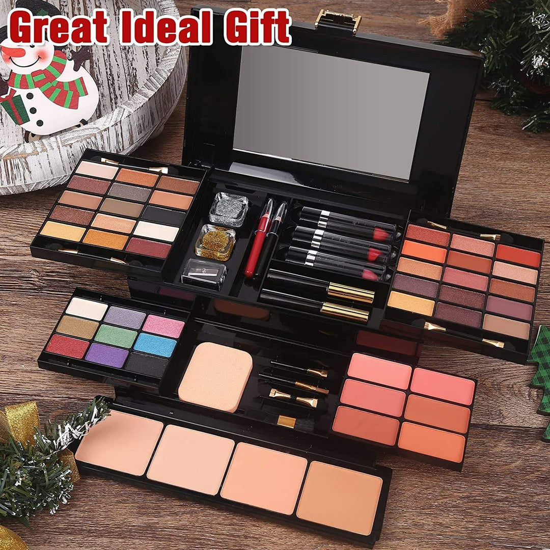 Professional Makeup Kit for Women Girls Full Kit with Mirror 58 Colors All in One Make up Gift Set Included Eyeshadow,Compact Powder,Blusher,Lipstick,Eyebrow Pencil,Gitter Gel,Eyeliner,Mascara (N)