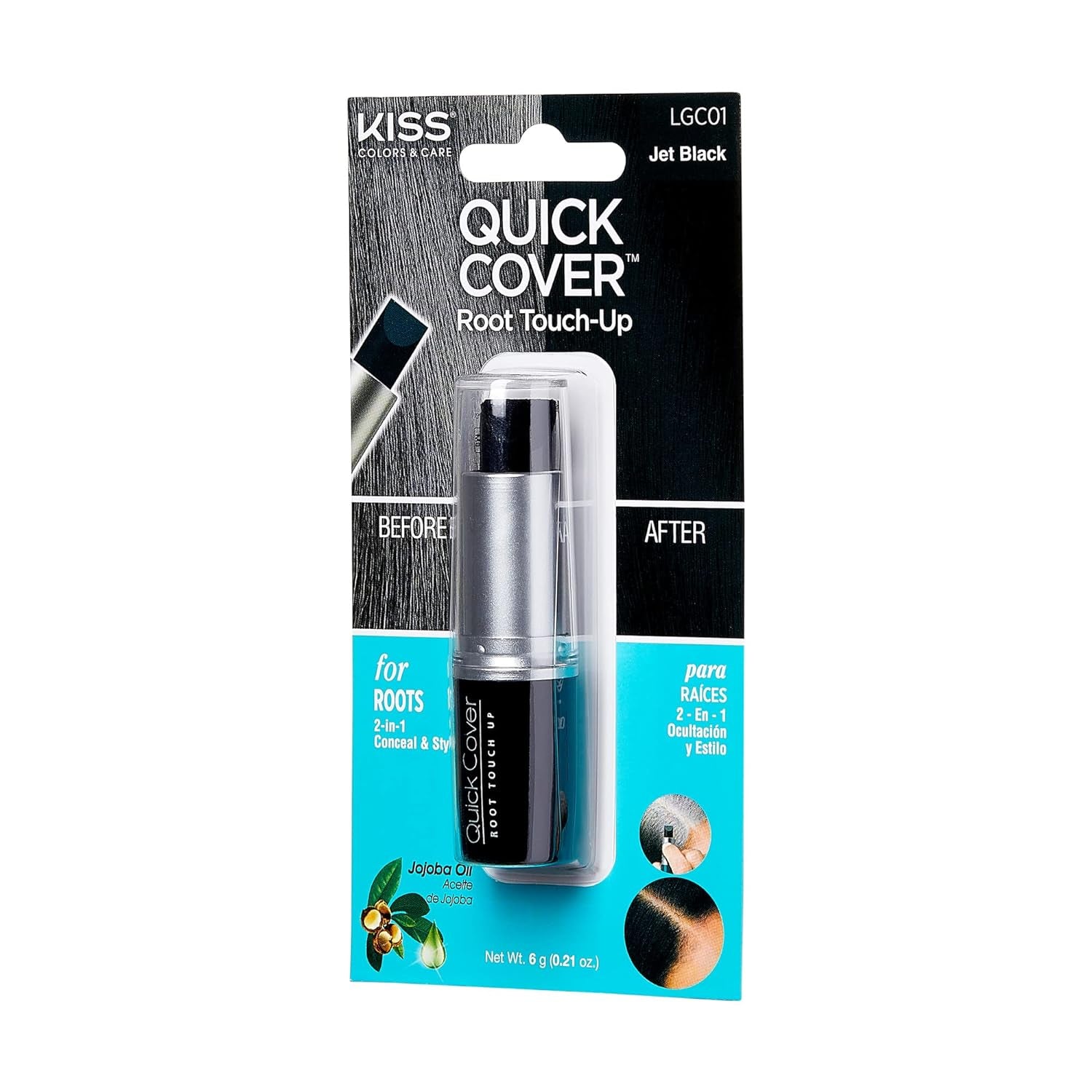 RED by  Quick Cover Root Touch up Stick Type Water-Resistant Temporary Gray Concealer Cover up Brush for Hair and Beard (Jet Black)