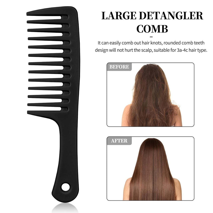 3PCS Wide Tooth Comb and Large Detangler Comb, Shower Comb with Hook,H【Handleless Wide Tooth Hair Comb】: This comb is the right size, easy to grip, easy to carry for travel, can easily fit in your bag without adding weight burden, you Large Detangler Comb, Shower Comb