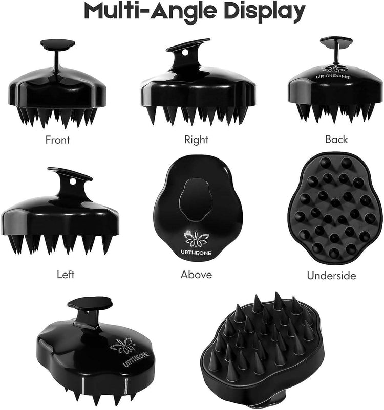 Hair Scalp Massager Shampoo Brush,Soft Silicone Hair Scrub Brush for Wet Dry Hair, Relax Scalp, Reduce Dandruff,Promote Hair Growth,Scalp Scrubber Hair Care Tools for Shower (Black)