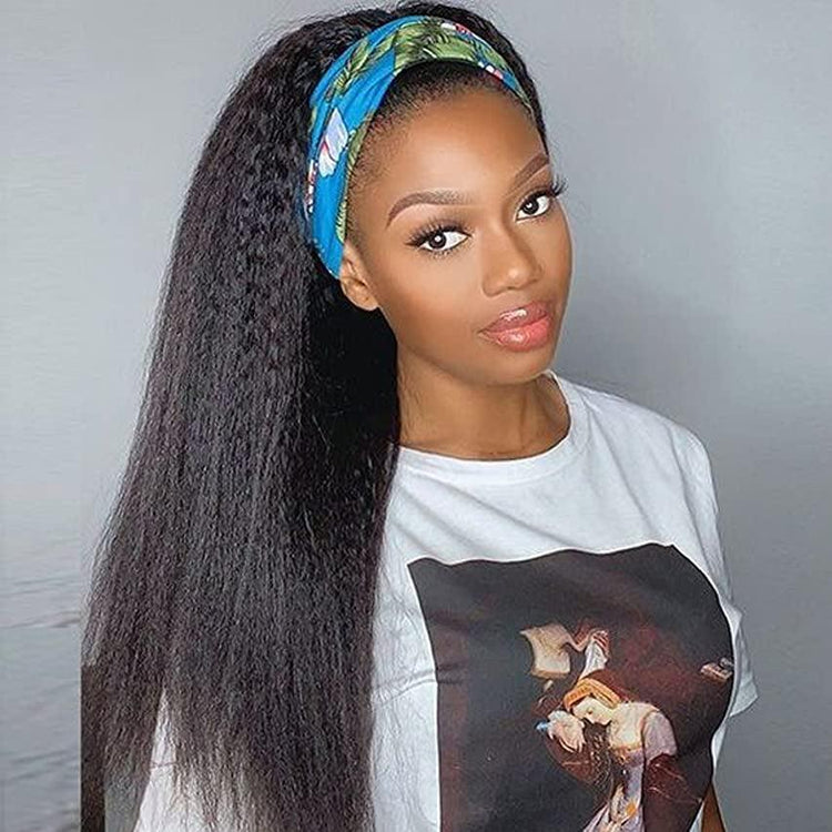 Kinky Straight V Part Wig 26 Inch Yaki Straight 